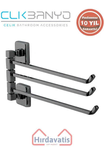 ÇELİK BANYO Paslanmaz Pirinç Kumru 3’lü Döner Havluluk Mat Siyah ürün görseli