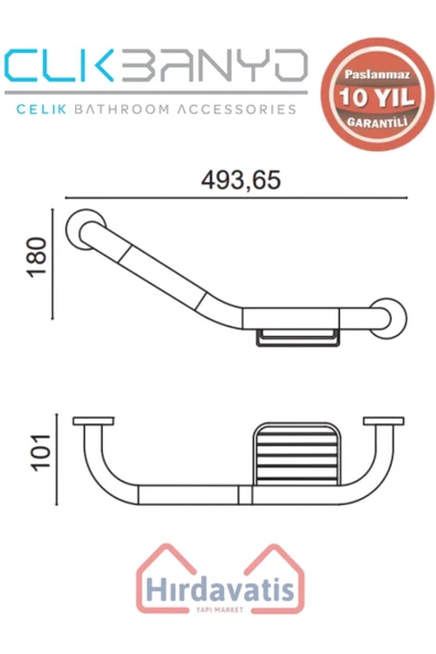 ÇELİK BANYO Paslanmaz Pirinç Flora Küvet Tutamağı Süngerlikli 40cm Mat Siyah - Resim 2