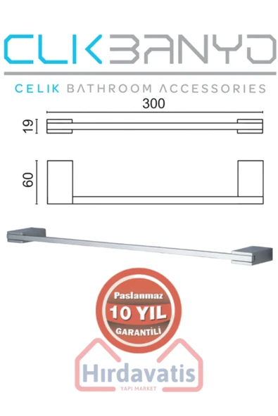 ÇELİK BANYO Paslanmaz Pirinç Titanik 30 Cm Uzun Havluluk - Resim 2