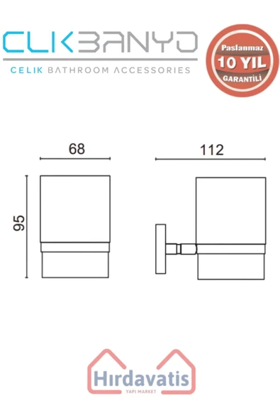 ÇELİK BANYO Paslanmaz Pirinç Karaca Fırçalık - Resim 2