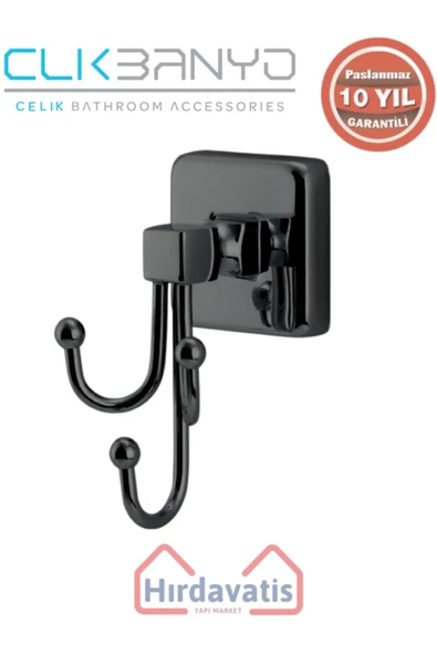 ÇELİK BANYO Paslanmaz Pirinç Kumru Üçlü Bornozluk Mat Siyah ürün görseli