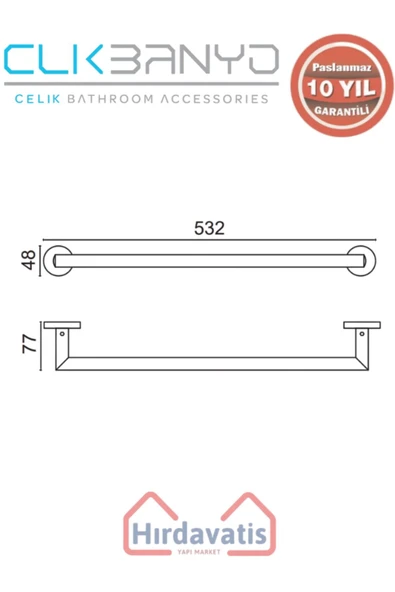 ÇELİK BANYO Paslanmaz Pirinç Flora Küvet Kolu 50cm Mat Siyah - Resim 2