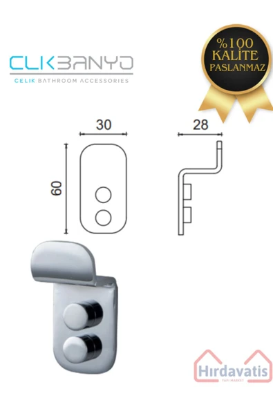 CLK BANYO Paslanmaz Çelik Paris Tekli Askılık Havluluk Banyo Askısı - Resim 2