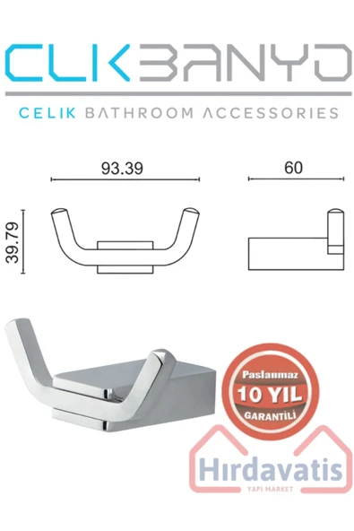 CLK BANYO Paslanmaz Pirinç Titanik Bornozluk Havlu Askısı - Resim 2