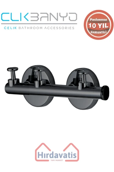 ÇELİK BANYO Paslanmaz Pirinç Flora Askılık Üçlü Mat Siyah ürün görseli