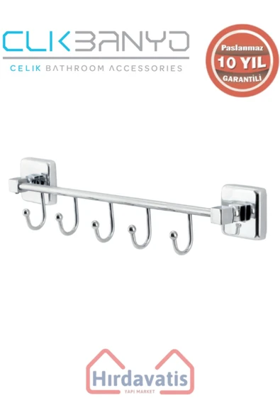 ÇELİK BANYO Paslanmaz Pirinç Kumru Kancalı 5’li Askılık ürün görseli 1