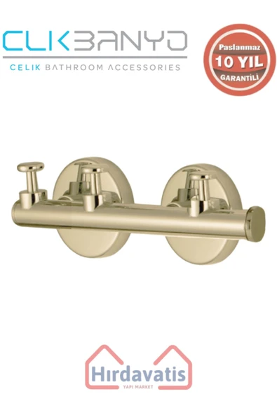 ÇELİK BANYO Paslanmaz Pirinç Flora Askılık Üçlü Altın Sarı Gold ürün görseli
