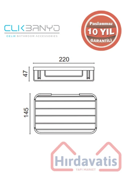 CLK BANYO Paslanmaz Pirinç Taci 22x15cm Şampuanlık Banyo Rafı Süngerlik Altın Gold - Resim 2