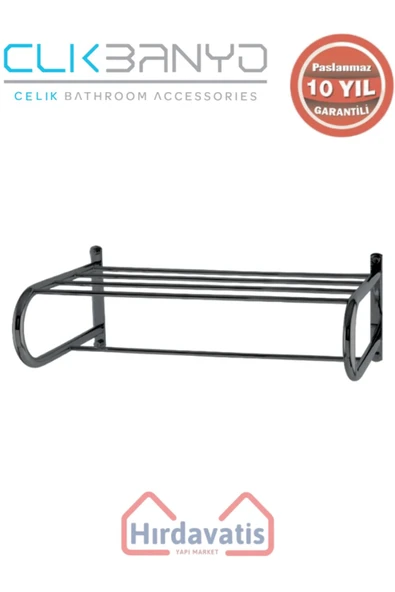 ÇELİK BANYO Paslanmaz Pirinç Mercan Lamalı Raf Havluluk 50cm Mat Siyah ürün görseli