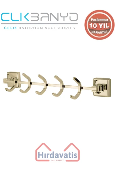 ÇELİK BANYO Paslanmaz Pirinç Kumru 5’li Askılık Altın Sarı Gold ürün görseli