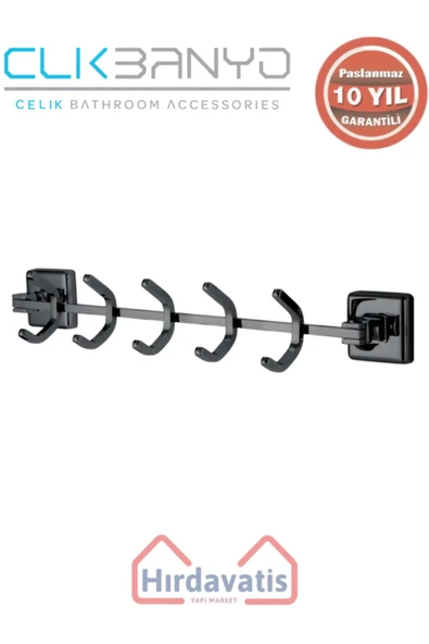 ÇELİK BANYO Paslanmaz Pirinç Kumru 5’li Askılık Mat Siyah ürün görseli