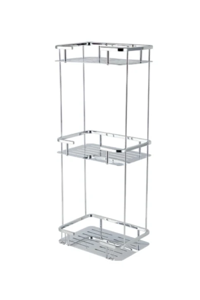 ÇELİK BANYO Paslanmaz Pirinç Lidya Üçlü 15x22cm Sabunluk Şampuanlık Ve Köşe Süngerlik - Resim 3