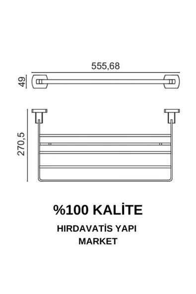 ÇELİK BANYO Paslanmaz Pirinç Milano Raf Havluluk 50cm - 2