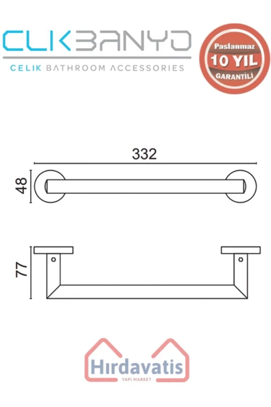 ÇELİK BANYO Paslanmaz Pirinç Flora Küvet Kolu 30cm Mat Siyah - Resim 2