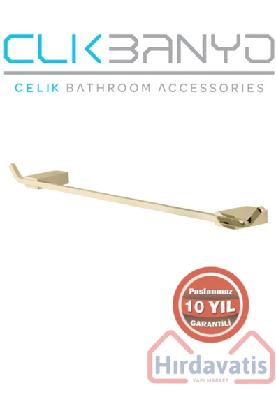CLK BANYO Paslanmaz Pirinç Titanik 50cm Uzun Havluluk Altın Gold ürün görseli 1