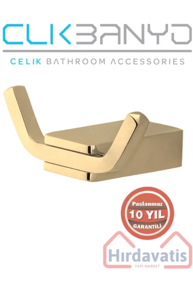 ÇELİK BANYO Paslanmaz Pirinç Titanik Bornozluk Havlu Askısı Altın Sarı Gold ürün görseli