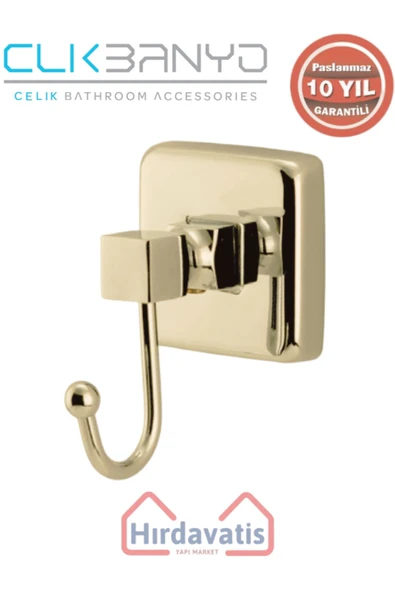 ÇELİK BANYO Paslanmaz Pirinç Kumru Tekli Bornozluk Altın Sarı Gold ürün görseli 1