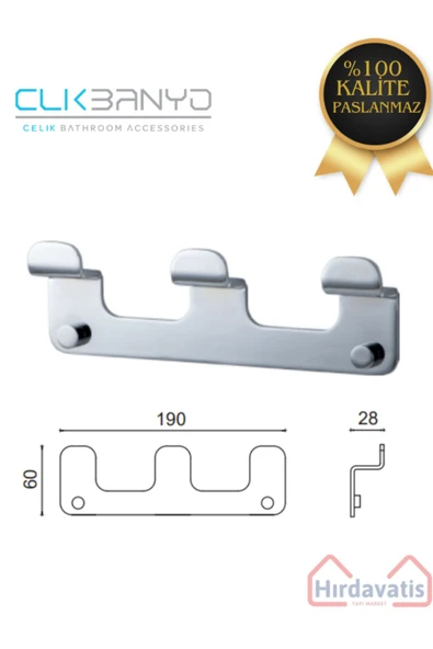 CLK BANYO Paslanmaz Çelik Paris 3'lü Askılık Havluluk Banyo Askısı ürün görseli 1