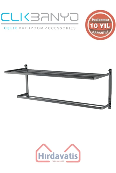 ÇELİK BANYO Paslanmaz Pirinç Mercan 2’li Havluluk 60cm Mat Siyah ürün görseli