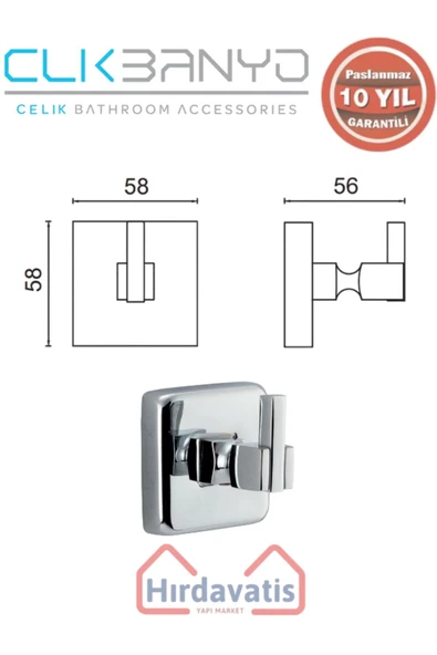 ÇELİK BANYO Paslanmaz Pirinç Kumru Tekli Bornozluk - Resim 2
