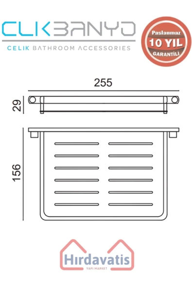 ÇELİK BANYO Paslanmaz Pirinç Mercan Saç Șampuanlık Krom 15x22cm Mat Siyah - Resim 2