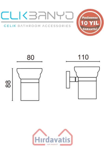 ÇELİK BANYO Paslanmaz Pirinç Dilek Diş Fırçalık - 2