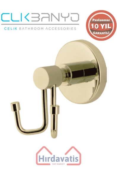 ÇELİK BANYO Paslanmaz Pirinç Flora Bornozluk Çiftli Altın Sarı Gold ürün görseli