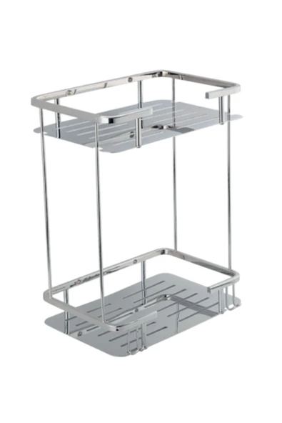 ÇELİK BANYO Paslanmaz Pirinç Lidya İkili 15x22cm Sabunluk Şampuanlık Ve Köşe Süngerlik - Resim 3