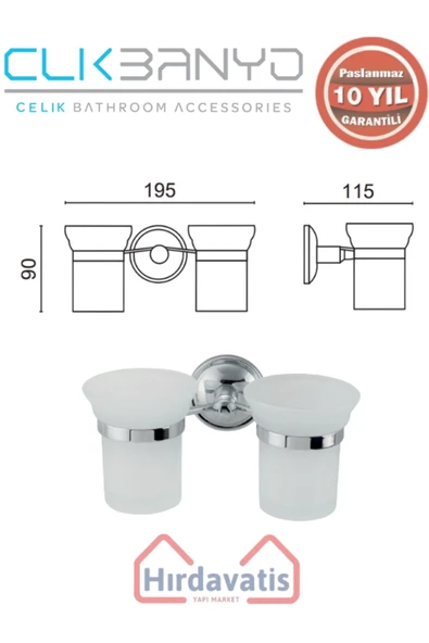 ÇELİK BANYO Paslanmaz Pirinç Bella Erciyes Çiftli Di? Fırçalık - Resim 2