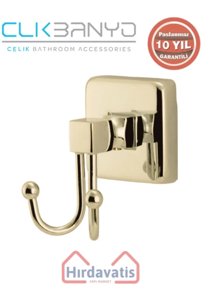 ÇELİK BANYO Paslanmaz Pirinç Kumru İkili Bornozluk Altın Sarı Gold ürün görseli