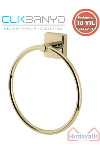 ÇELİK BANYO Paslanmaz Pirinç Vizyon Yuvarlak Havluluk Altın Sarı Gold