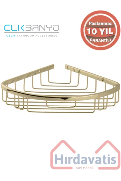 ÇELİK BANYO Paslanmaz Pirinç Zerrin Tekli Oval 18x18 cm Şampuanlık Köşe Süngerlik Altın Gold ürün görseli