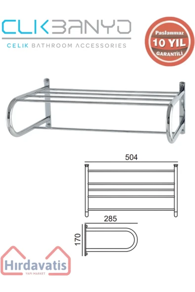 ÇELİK BANYO Paslanmaz Pirinç Mercan Lamalı Raf Havluluk 50cm