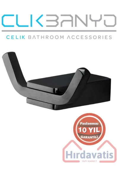 CLK BANYO Paslanmaz Pirinç Titanik Bornozluk Havlu Askısı Mat Siyah ürün görseli