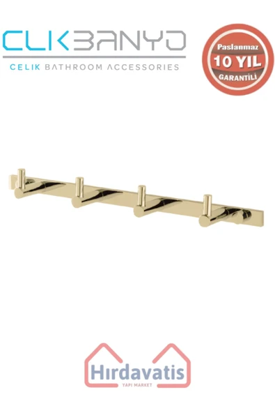 ÇELİK BANYO Paslanmaz Pirinç Mercan 4’lü Askılık Altın Sarı Gold ürün görseli