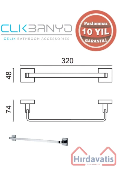 ÇELİK BANYO Paslanmaz Pirinç Tamay Havluluk 30cm - Resim 2