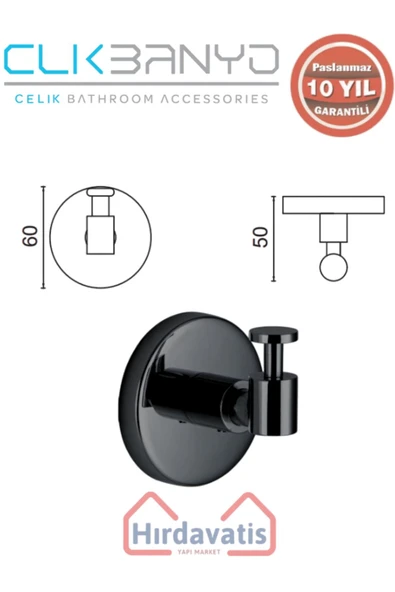 ÇELİK BANYO Paslanmaz Pirinç Flora Askılık Tekli Mat Siyah - Resim 2