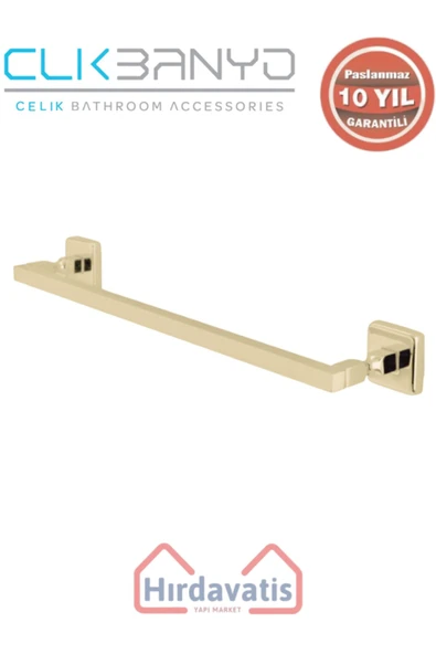 ÇELİK BANYO Paslanmaz Pirinç Kumru Kare Boru Uzun Havluluk 50cm Altın Sarı Gold ürün görseli