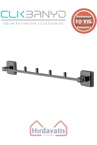 ÇELİK BANYO Paslanmaz Pirinç Kumru 5’li Askılık Mat Siyah ürün görseli