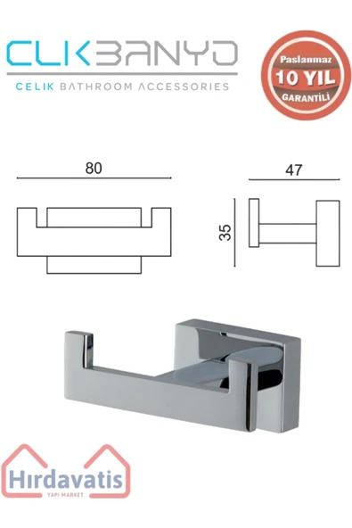 ÇELİK BANYO Paslanmaz Pirinç Kenzo 2’li Askılık - 2