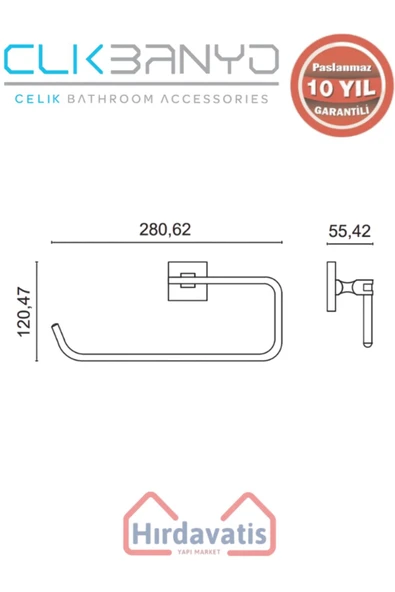 ÇELİK BANYO Paslanmaz Pirinç Kumru Açık Kağıt Havluluk - Resim 2