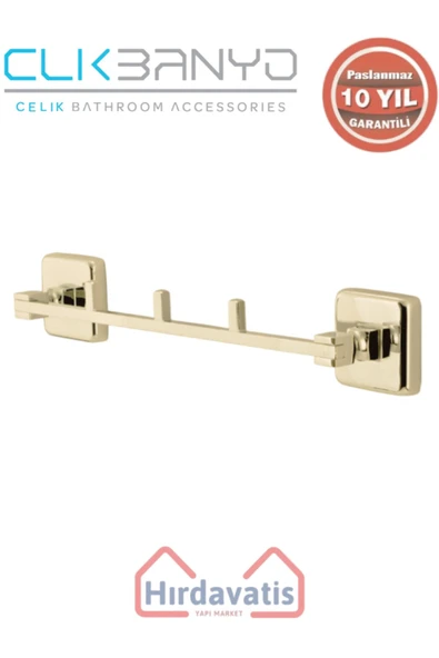 ÇELİK BANYO Paslanmaz Pirinç Kumru 3’lü Askılık Altın Sarı Gold ürün görseli 1
