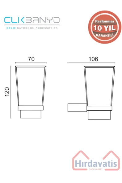 ÇELİK BANYO Paslanmaz Pirinç Titanik Diş Fırcalık 10 Yıl Paslanmaz Garantili - Resim 2