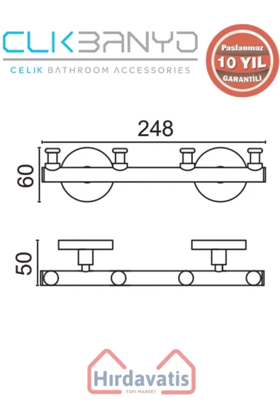 ÇELİK BANYO Paslanmaz Pirinç Flora Askılık Dörtlü Mat Siyah - Resim 2