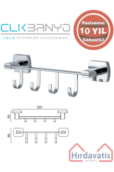 ÇELİK BANYO Paslanmaz Pirinç Milano 4’lü Askılık ürün görseli