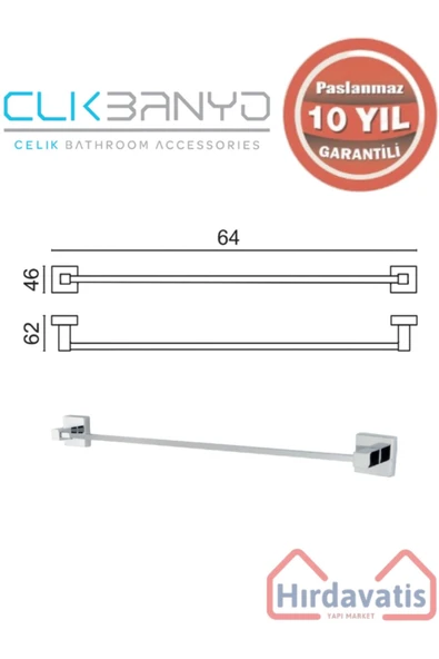 ÇELİK BANYO Paslanmaz Pirinç Tamay Uzun Havluluk 60cm - Resim 2