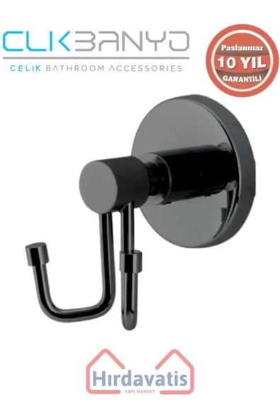 ÇELİK BANYO Paslanmaz Pirinç Flora Bornozluk Çiftli Mat Siyah ürün görseli