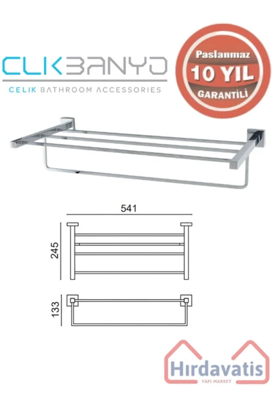 ÇELİK BANYO Paslanmaz Pirinç Tamay Havluluk Alt Borulu 50cm ürün görseli 1