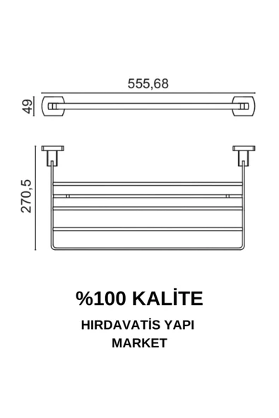 ÇELİK BANYO Paslanmaz Pirinç Milano  Raf Havluluk 50cm Altın Sarı Gold - Resim 2