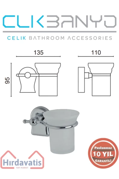 ÇELİK BANYO Paslanmaz Pirinç Lale Diş Fırçalık - Resim 2